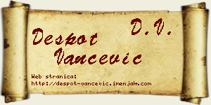 Despot Vančević vizit kartica